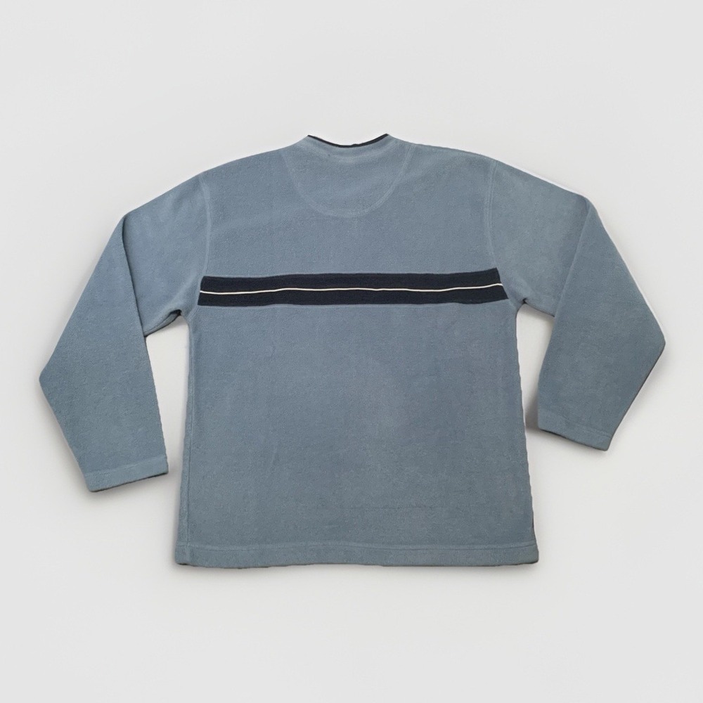 Vintage Gap Long Sleeve Shirt Terry Cloth Blue Racing Stripe 90s Streetwear Soft - Picture 2 of 7